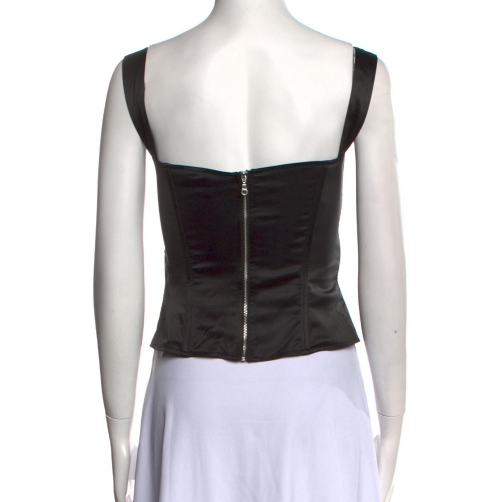 MIAOU Crop Top AGNES Corset Black Stretch Tue Sleeveless with Square Neckline Lg - Picture 5 of 11